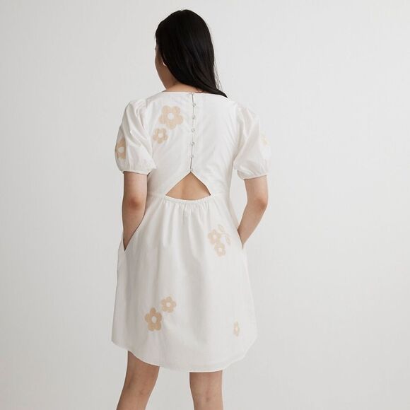 Madewell NWT Annamarie Mini Dress Size 4 Embroidered with Floral Appliqué NWT - Picture 2 of 8